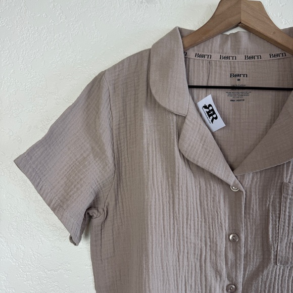 Born Taupe Short Sleeve Pajama Top - Picture 3 of 6